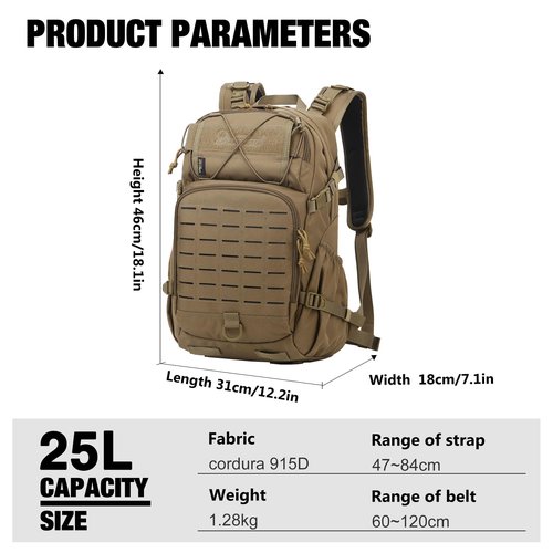 Mardingtop Tactical Military Backpack for Men,25L Molle Cordura Backpack for Hiking,Camping