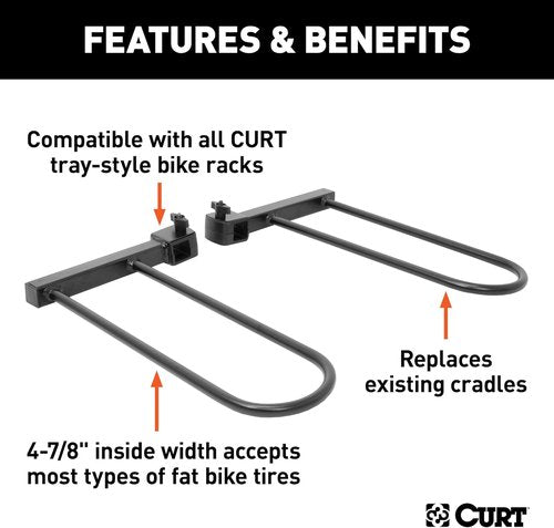 CURT 18091 Tray-Style Bike Rack Cradles for Fat Tires Up to 4-7/8 Inches Wide, 2-Pack
