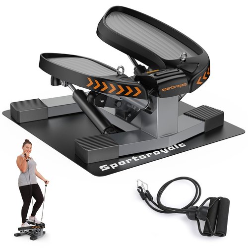 Sportsroyals, Mini Steppers for Exercise,Stair Stepper with Resistance Band, Hydraulic Fitness Stepper Exercise Home Workout Equipment for Full Body Workout, 330lbs Weight Capacity