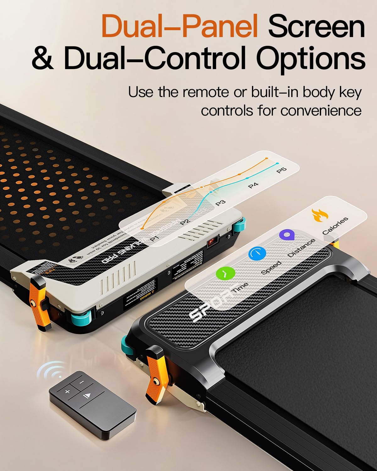 FUNRAY Versatile Walking Pad Treadmill with Incline - Dual-Sided Under Desk Treadmill with Foot Massage,2 in 1 Walking Pad for Home/Office, Portable Compact Treadmills with 330LBS Weight Capacity