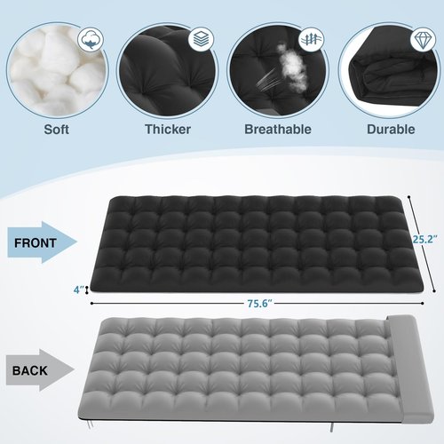 Suteck Camping Cot, 5+2 Positions Adjustable Reclining Folding Camping Cot Sleeping Bed Cots for Adults Outdoor Portable Chaise Lounge Chair W/Carry Bag Pillow Cushion for Home Nap Beach Travel
