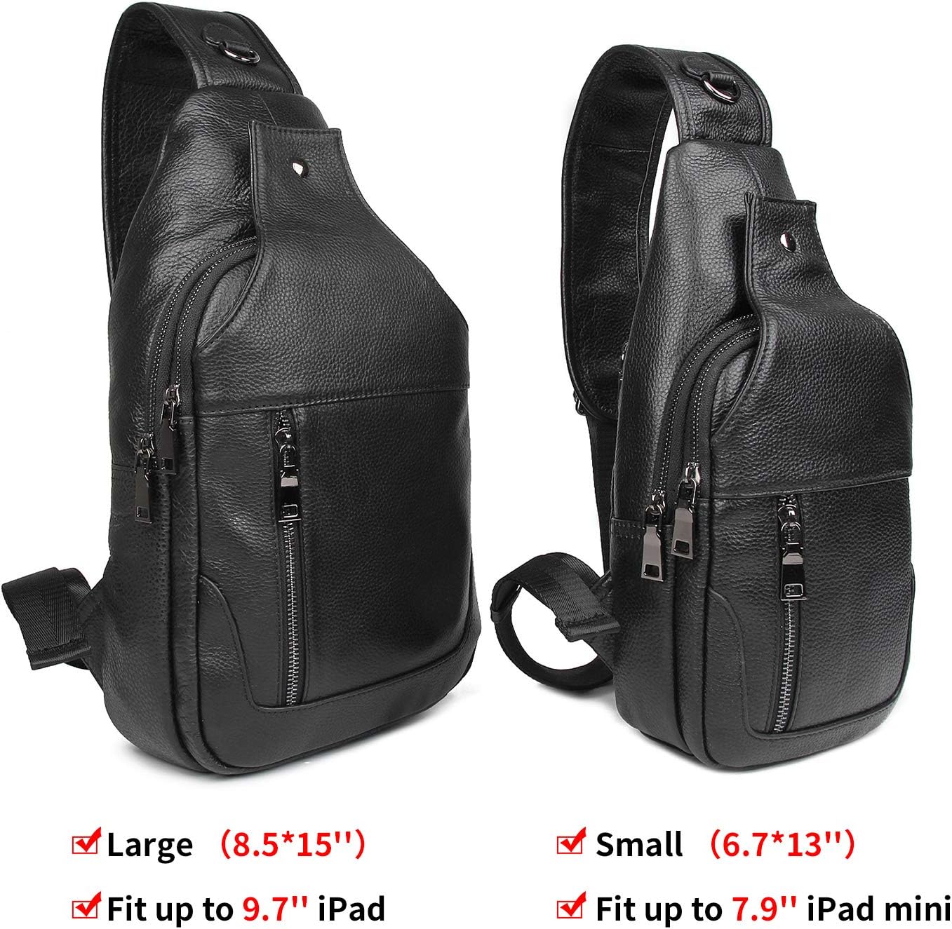 Full Grain Leather Crossbody Sling Bag Chest Backpack Outdoor Travel Hiking Sports Daypacks