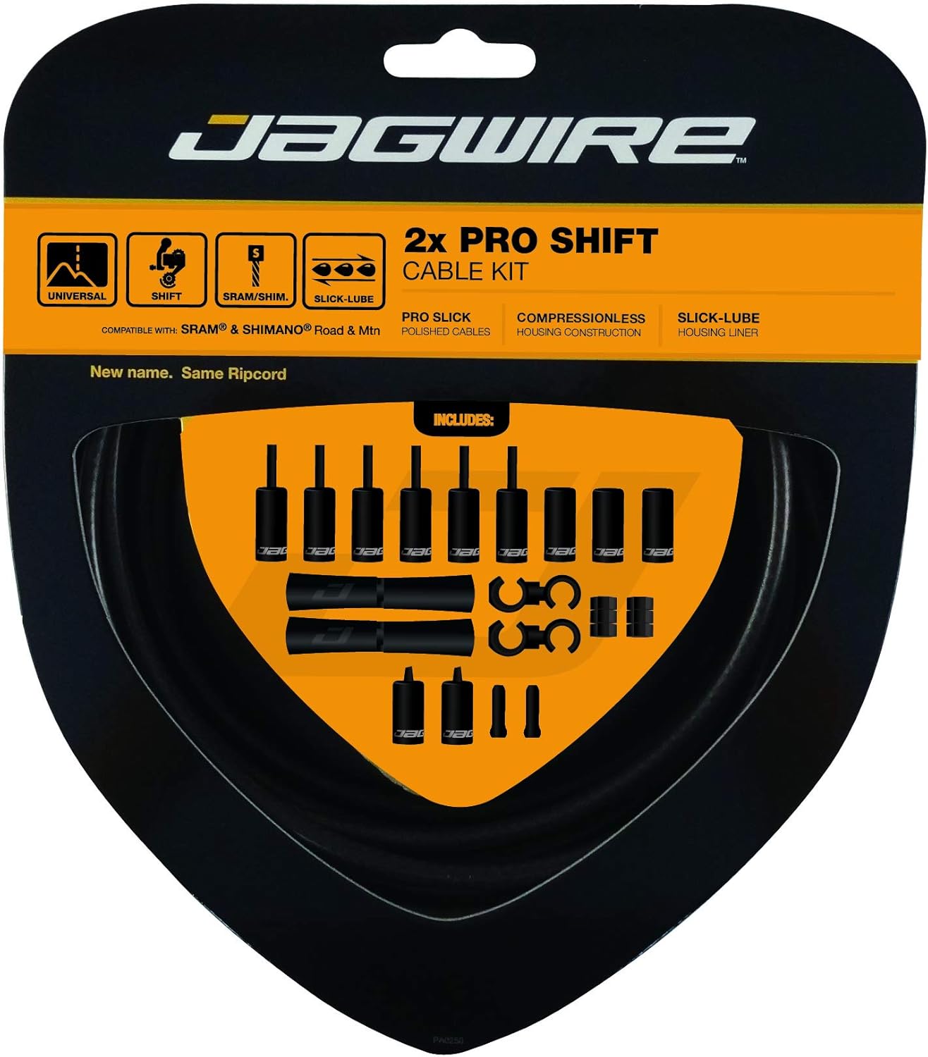 Jagwire - 2X Pro Universal Gear Shift Kit | for Road, MTN and Gravel | Compatible with SRAM and Shimano Gears, Polished Stainless Steel Cables, 10 Color Options
