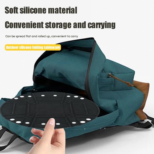 RoseFlower Collapsible Bowl, Portable Customizable Shapes Silicone Collapsible Bowls for Camping, Foldable into a Bowl, Plate, or Cup, Space Saving, Camping, RVs Essentials (Black)