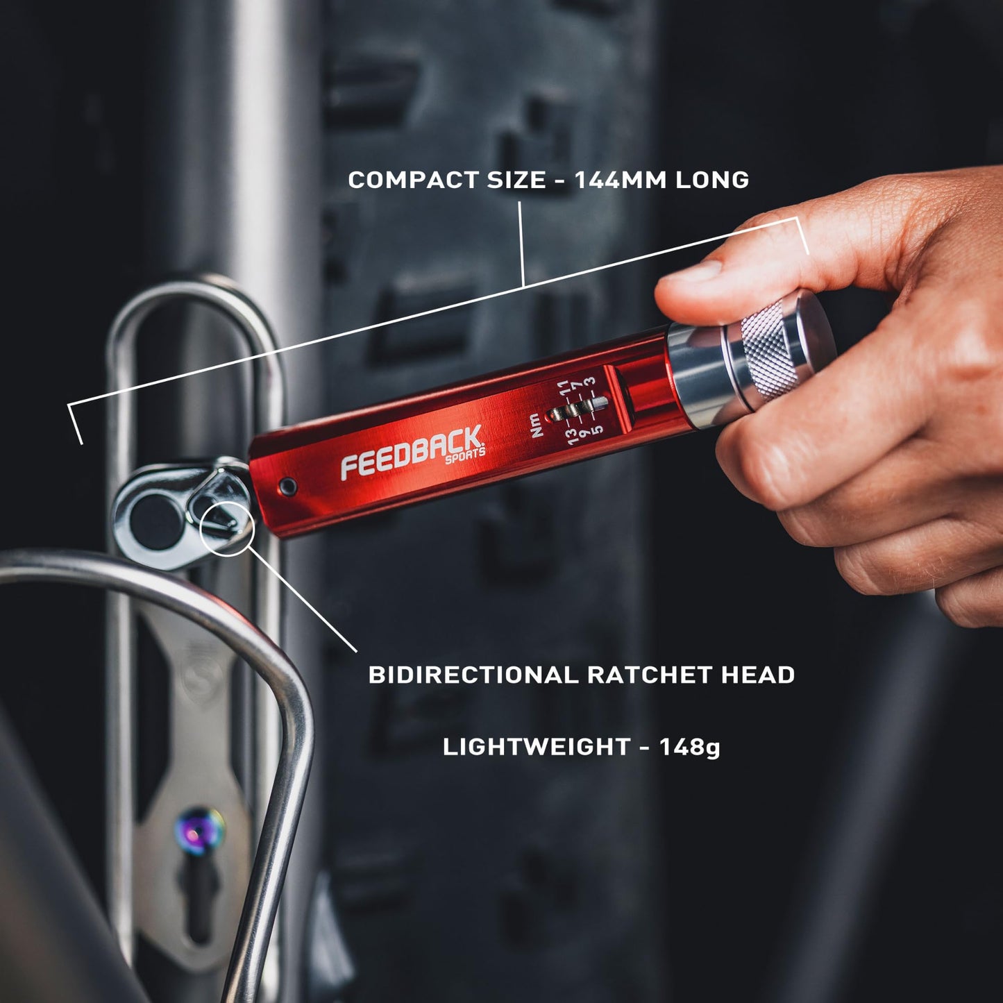 Feedback Sports Range Click Torque Wrench Set | Adjustable Torque Bit Driver [2-14Nm]| 13 S2 Steel Hex & Torx Bits| TPU Protective Carrying Case | Bicycle Tool Kit | Mini Torque Wrench |