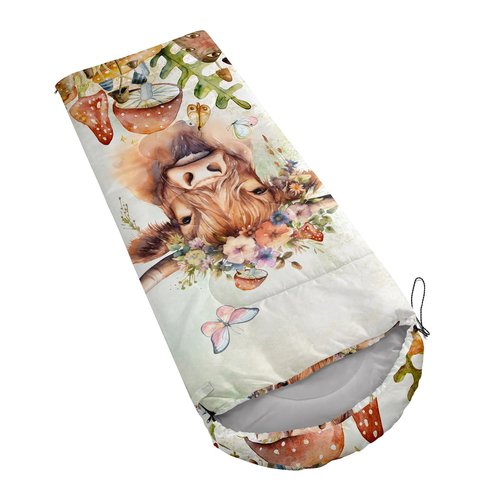 CVHOUSE Cartoon Cow Camping Sleeping Bags,3 Season Warm & Cool Weather,Lightweight,Waterproof Sleeping Bags for Adults & Kids,Traveling,and Outdoors,Camping Gear Equipment,31x90inch