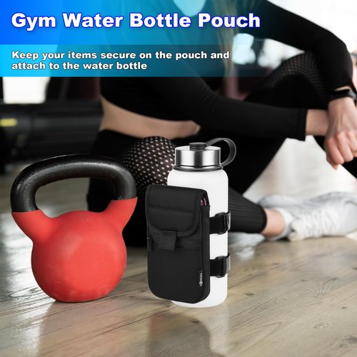Cosmos Water Bottle Pouch Accessories for Gym Sports Hiking Running Walking Workout, Fits 18-40 Oz Bottle, Storage Pocket for Cell Phone Keys Cards Earphones