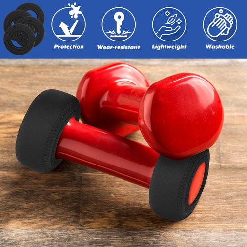 Cosmos 4 Pcs Neoprene Dumbbell Head Ends Protector Cover Wrap - Hand Weight Stretchy Ends Cover Barbell Wrap Sleeve Compatible with DOHL Neoprene Coated Dumbbell 7-15 LBS