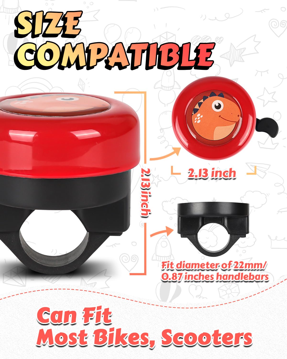 VICTGOAL Bike Bell for Kids with Loud Clear Sound, Bicycle Bell Scooter Bike Horn Ringtone Alert Cute Cycling for Toddler Children Boys Girls (Red)