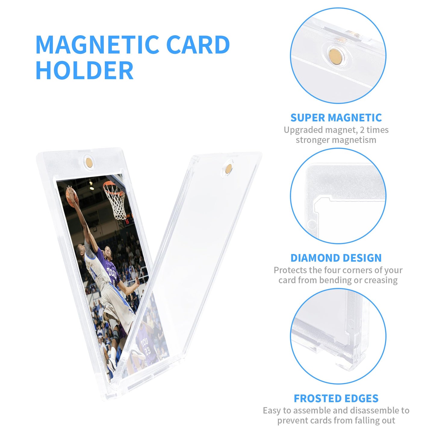 30+5 Magnetic Baseball Card Protector Display Stands, Hard Acrylic Cases, Fit Standard 35PT