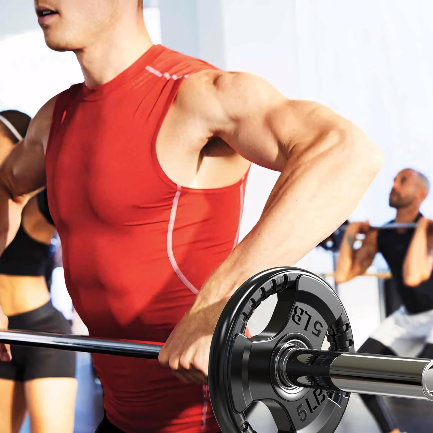 ezbcoaoa Olympic Rubber Grip Plates for Barbell, 2-Inch Weight Plates for Weight lifting and Strength Weights Training in Home & Gym(5LB*4)