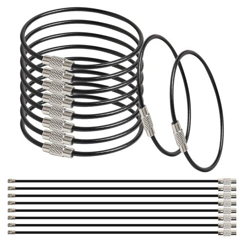 SBYURE 100 Pieces Cable Key Rings Wire Keychain Cable 6 in 2 mm Stainless Steel Wire Key Chain Metal Wire Keychain for Keys, Tags,Transport,Office, Warehouse