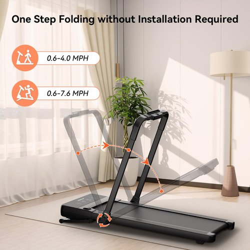 Uorkay Foldable Walking Pad with Auto Incline, Under Desk Treadmills for Home with 15% Incline, 2 in 1 Treadmill with Remote Control, Incline Walking Pad Treadmill with HIIT Modes, Low Noise