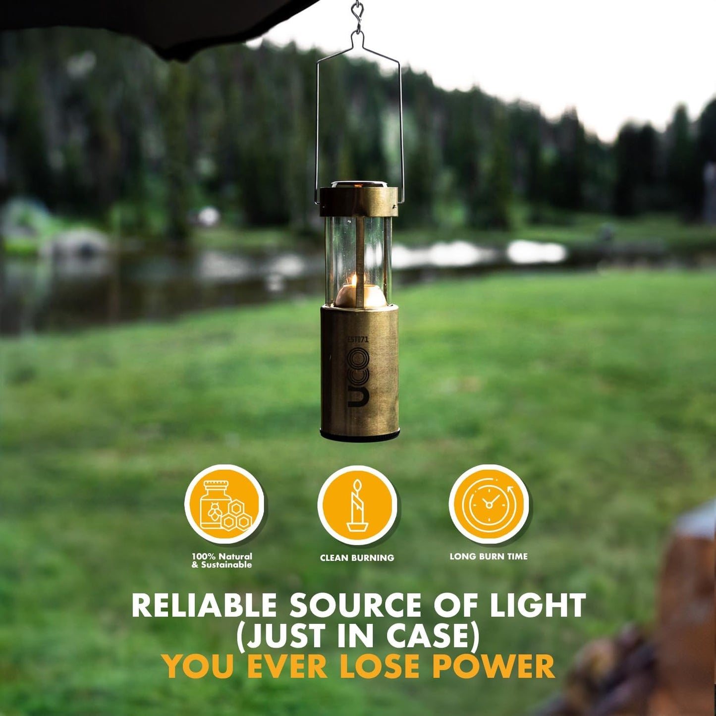 UCO 12-Hour Natural Beeswax Long-Burning Candles for UCO Candle Lanterns and Emergency Preparedness, Made in USA