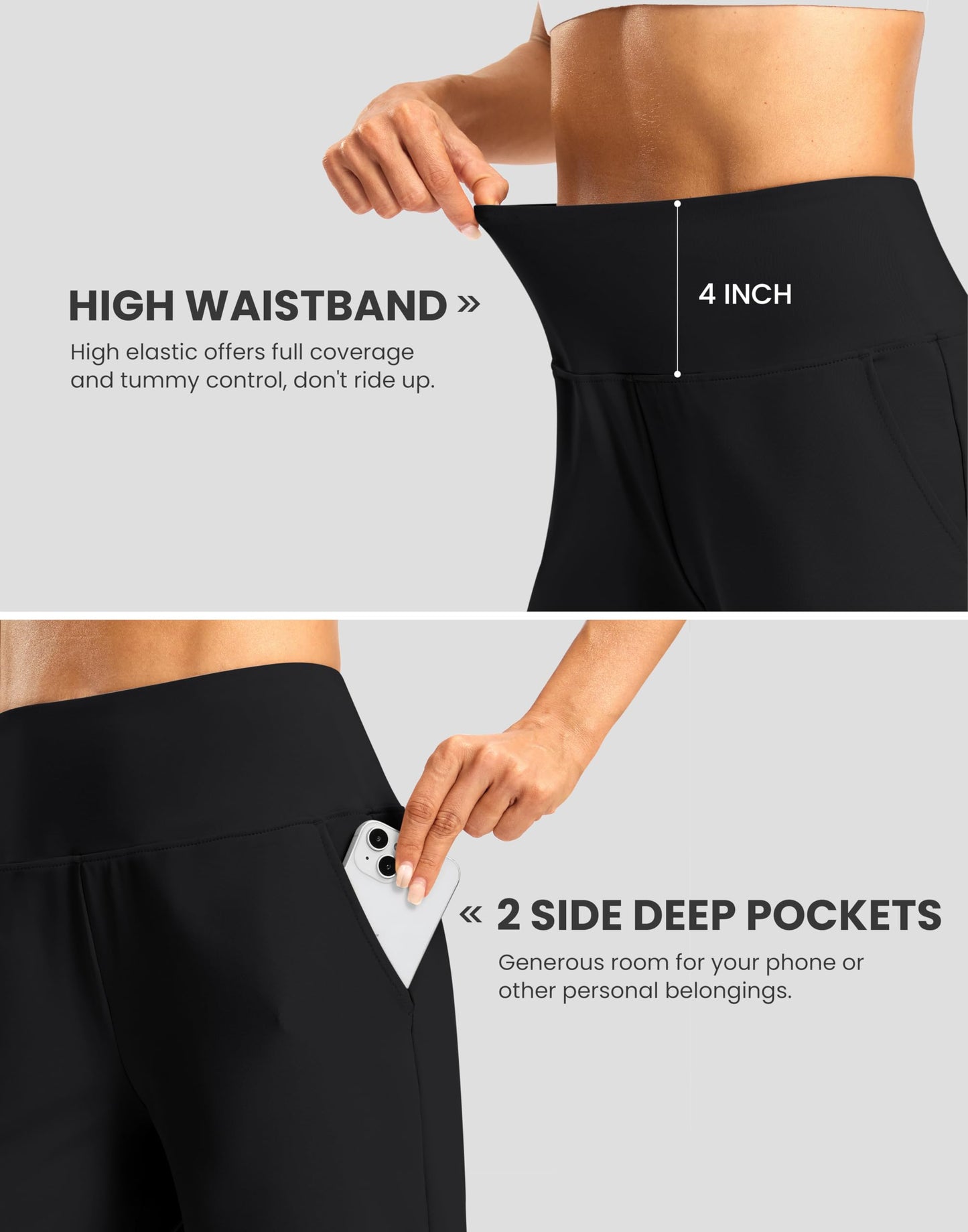 G Gradual Women's Athletic Shorts with Zipper Pocket 7" High Waisted Stretchy Bermuda Shorts for Women Workout Running Casual(Black,XL)