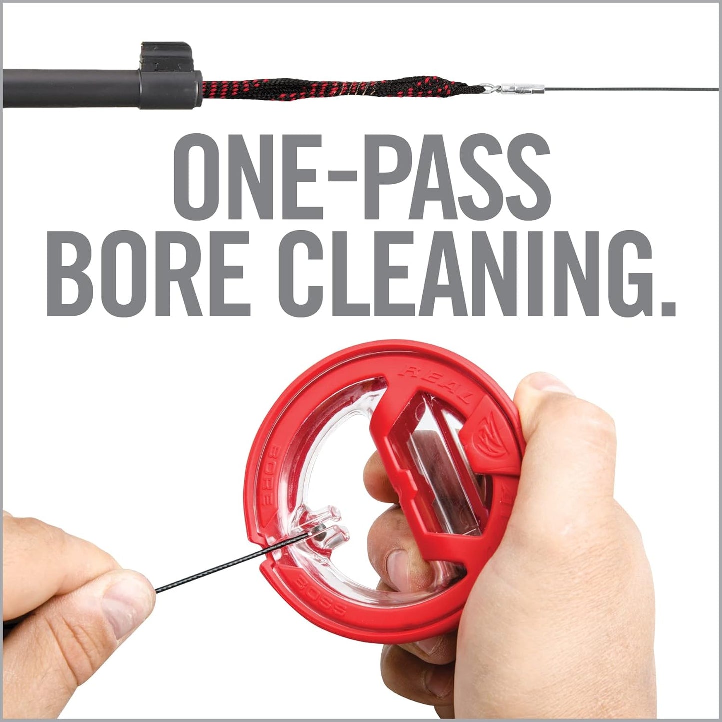 Real Avid Bore Boss Gun Cleaning System - Rapid Pull Through Barrel & Bore Cleaning Cable with Integrated Brush & Mop - Choose Style Below