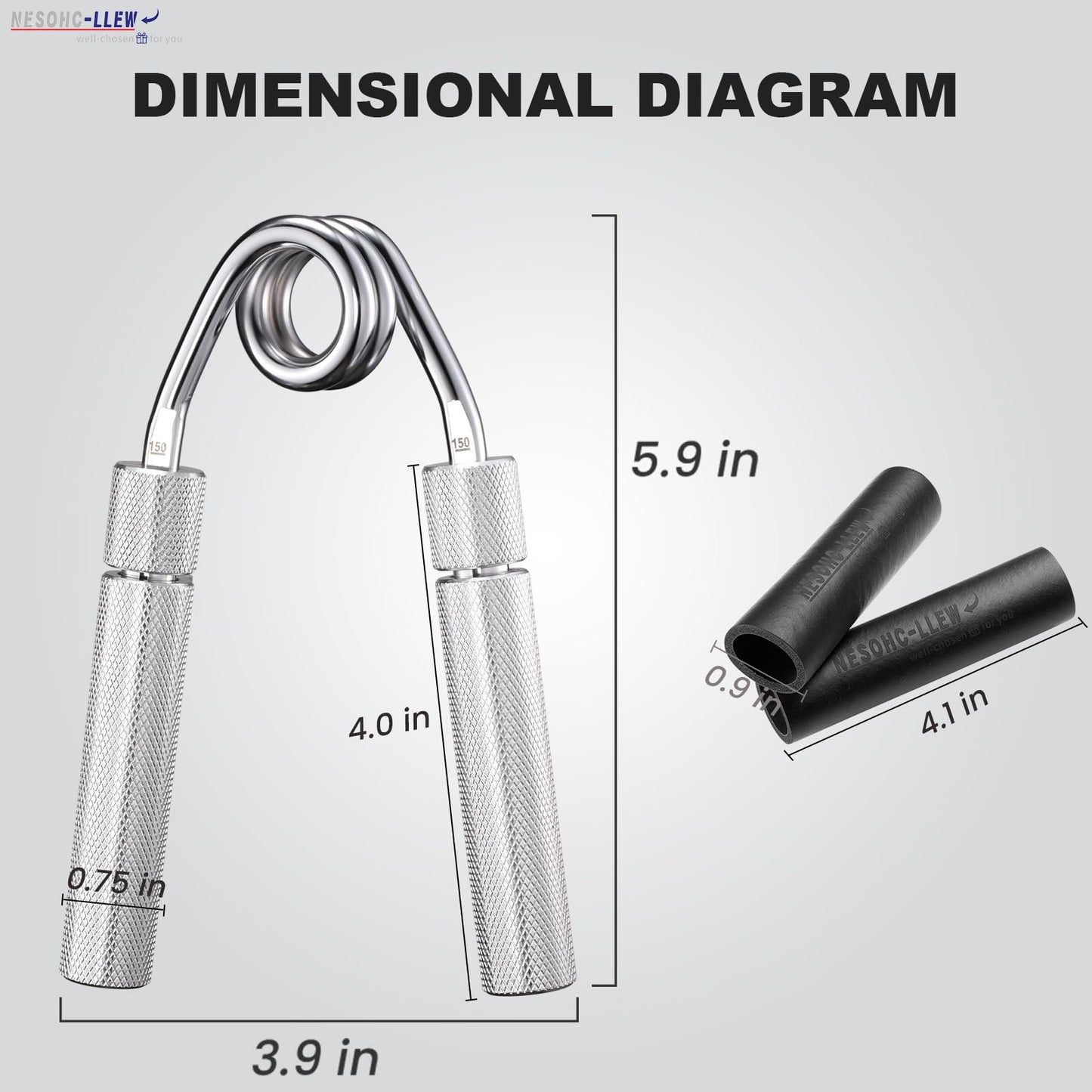 Adjustable Hand Grip Strength Trainer, Full Aluminum Alloy Handle, Grip Strength Adjustable Range 50-150 lbs