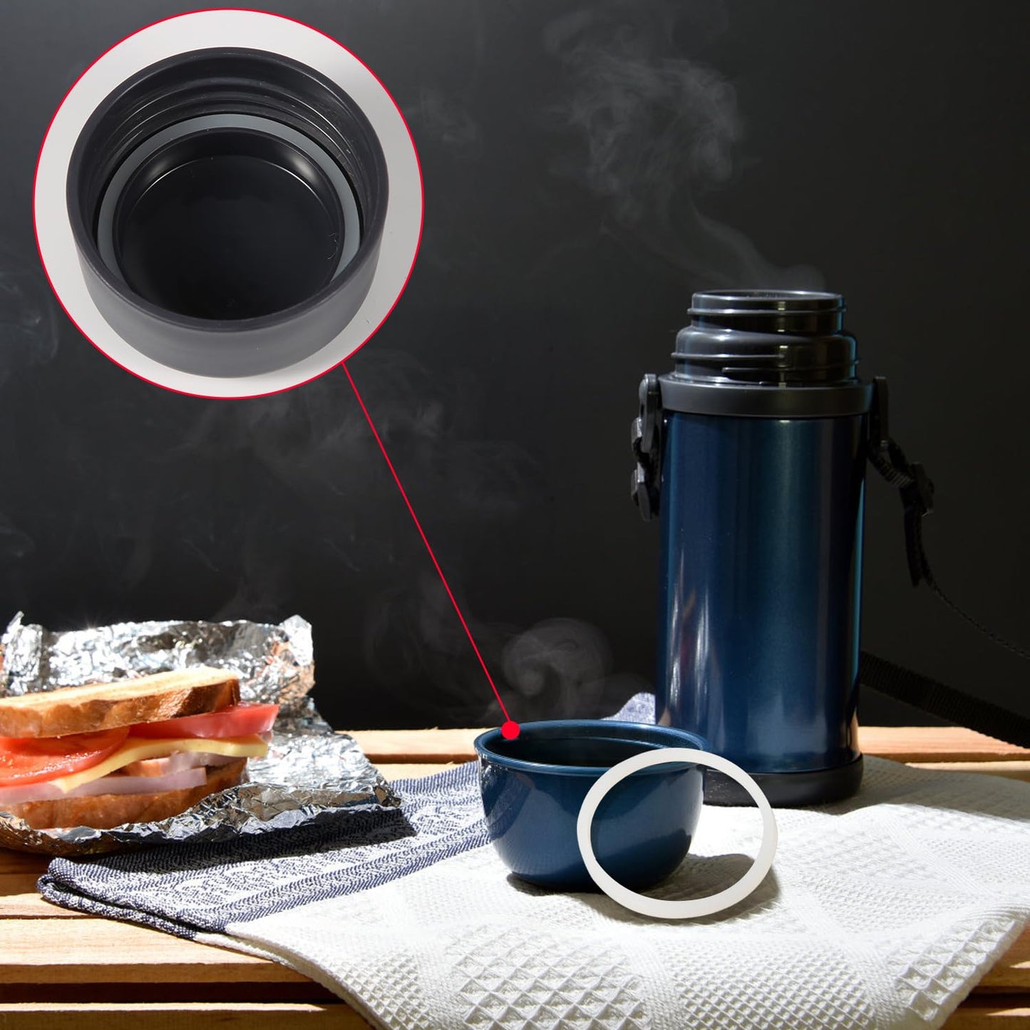 6pcs Silicone Gasket Replacement for Hydro Flask Wide Mouth Flip Lid Bottles, 2 Inch Replacement O Ring for 12/16/24/32/40oz Lid, with Tweezers