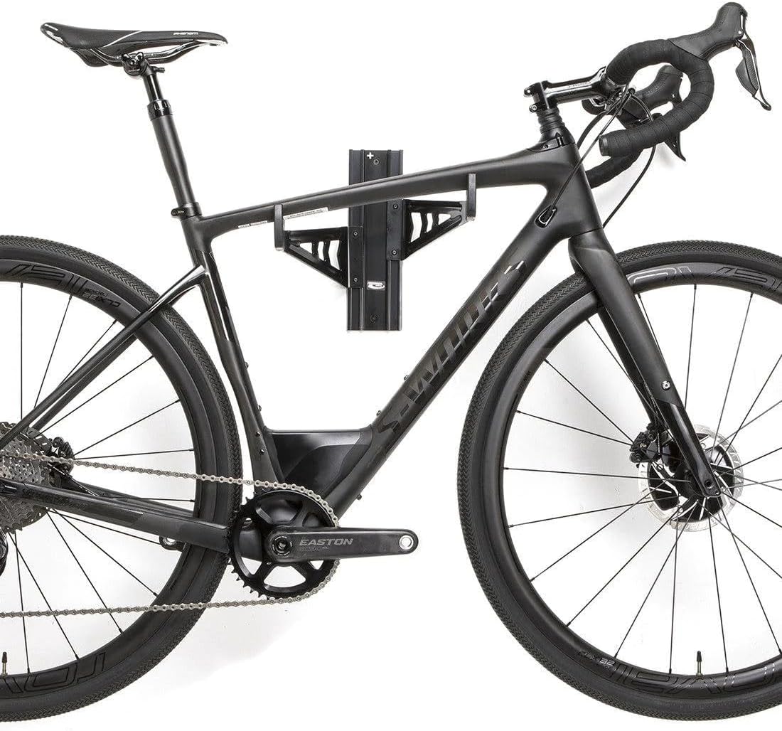 FEEDBACK SPORTS | Velo Wall Rack 2D Bike Storage | Bicycle Hangar Mount W/Adjustable Arms | Road, Gravel, Mountain Bike Compatible | For Garage, Apartment, Shed | Black