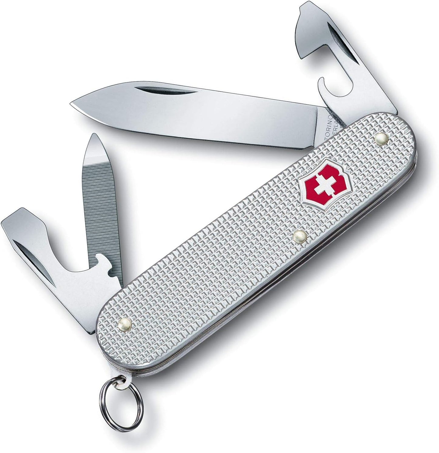 Victorinox Cadet Alox Swiss Army Knife, 9 Functions, Swiss Made Pocket Knife with Large Blade, Screwdriver, Can Opener and Wire Stripper - Silver