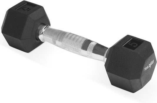 5lb Rubber Hex Dumbbell for Strength Training - Durable & Non-Slip Design