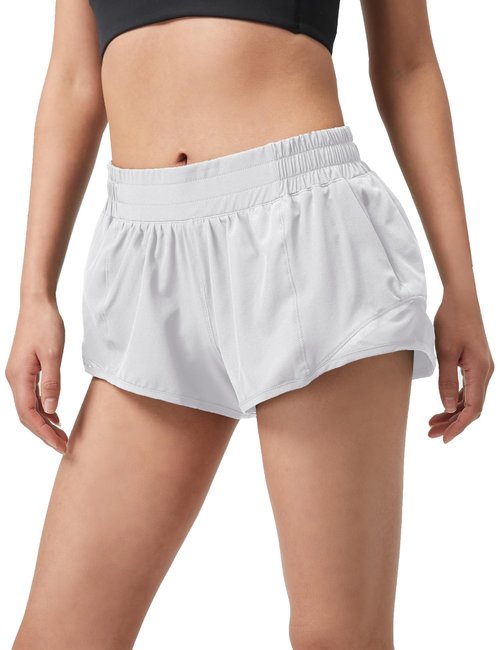 HXUNJW Athletic Shorts for Women,Mesh Lined 2.5" Running Shorts,Quick Dry Active Workout Shorts with Zip Pocket(01-White-XS)