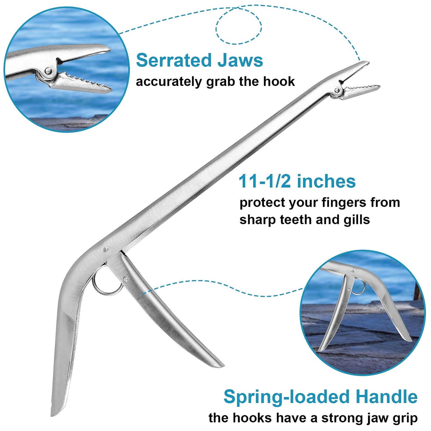 Fish Hook Remover, Premium Stainless Steel Fish Hook Remover Tool - Essential Fishing Pliers, with Strong Jaw Grip and Serrated Teeth, Suitable for All Fishing Environments, 11-1/2 Inches