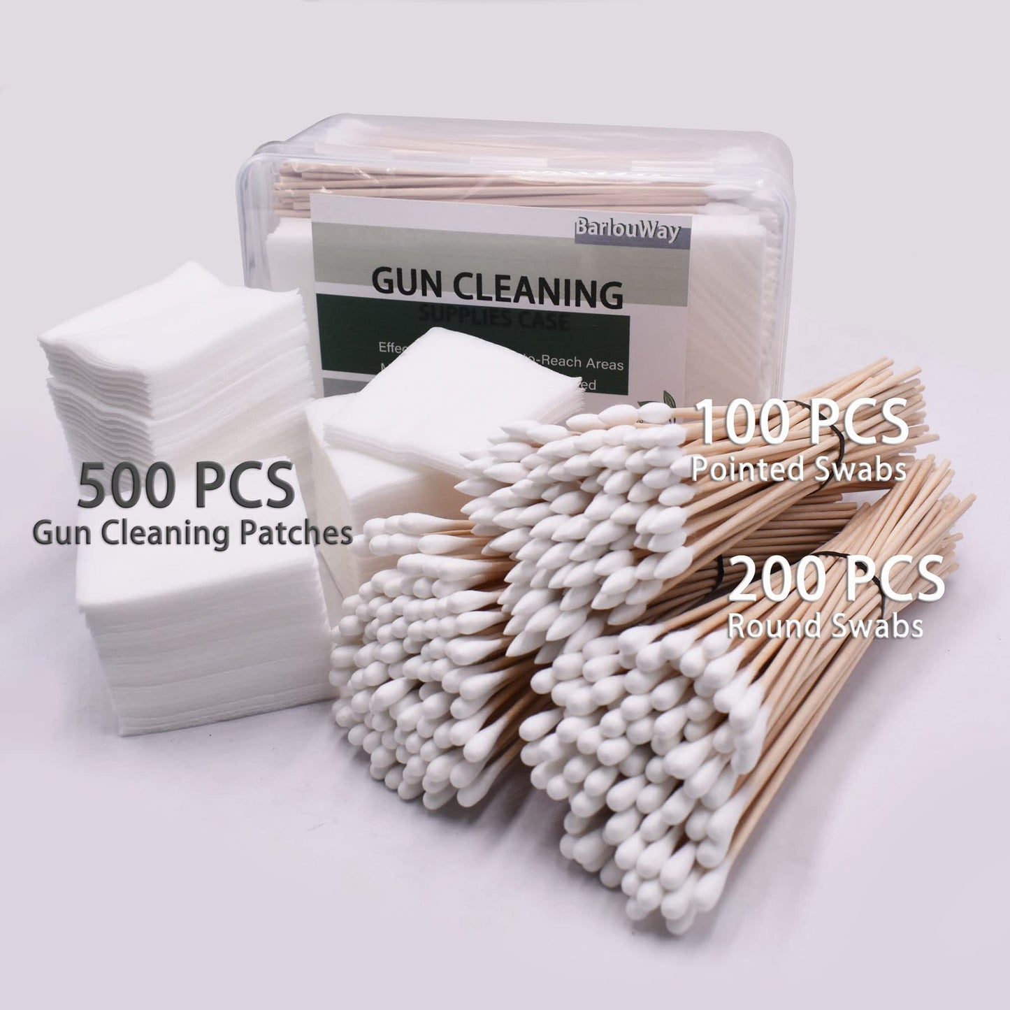 Gun Cleaning Kits Tools in Storage Box 800Pcs Patches and Swabs, 500Pcs Absorbent Gun Cleaning Patches and 300Pcs 6-inch Gun Cotton Swabs Lint Free for Gun Pistol Rifle Electronic Makeup