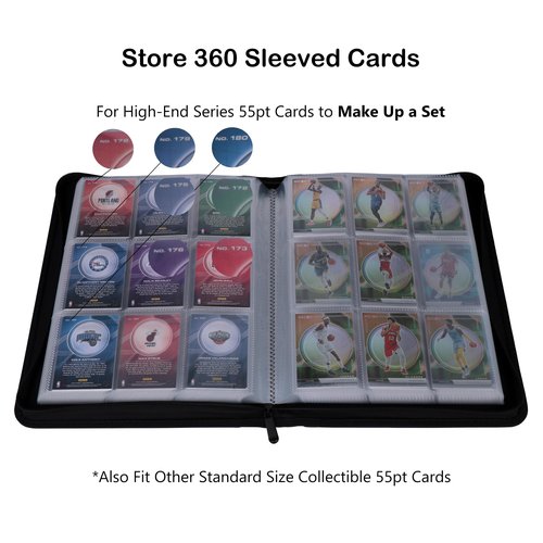 Rayvol Card Binder for 55PT Sports Cards, 9 Pocket Fit 360 Cards, Ringless Trading Card Album - Includes 40 Clear Pages for TCG