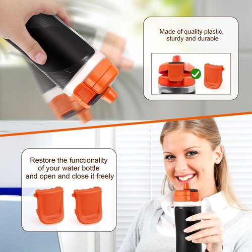 PEUTIER 2pcs Water Bottle Lid Clips, Replacement Lid Clip Bottle Cap Fastener Fit for Gatorade GX Sports Water Bottle Accessories (Orange)