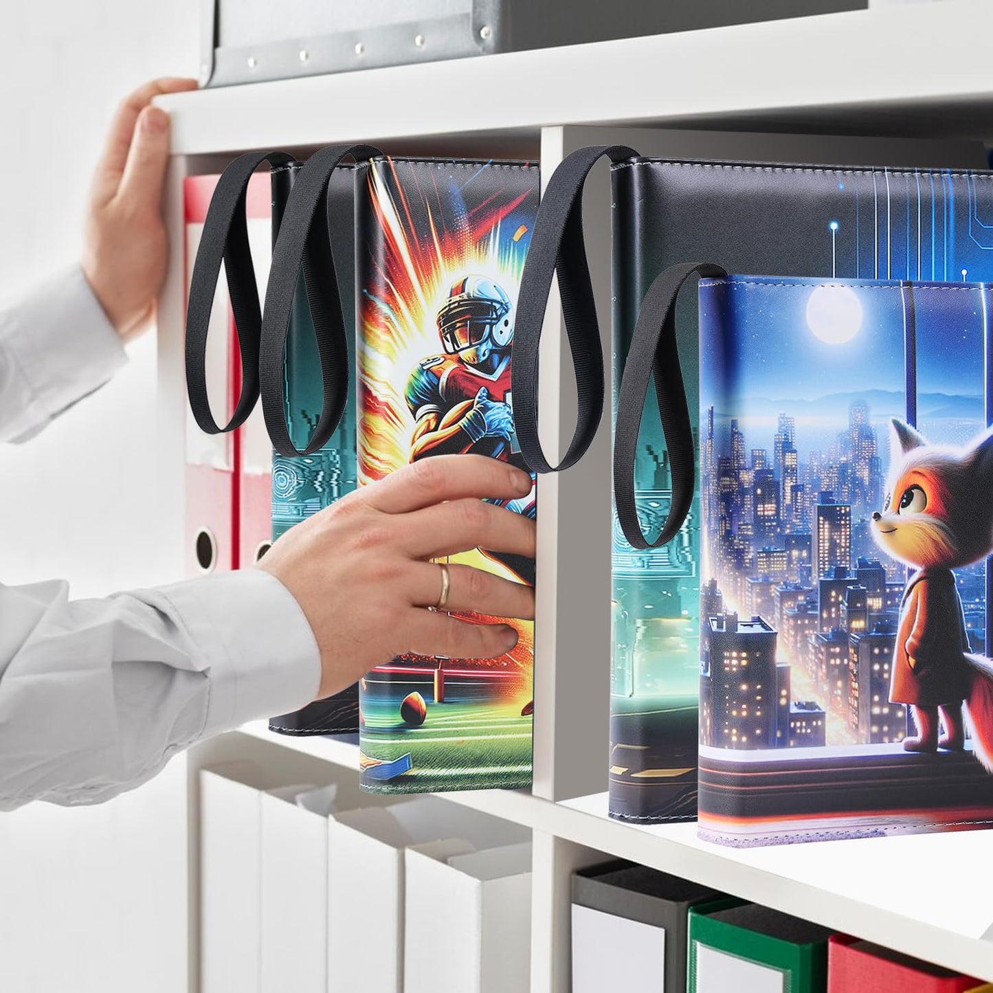 440 Pockets Trading Card Binder with Sleeves, Sport Binder Baseball Football Card Book Album with 50 Removable Pages, Zipper Card Binder Folder with Strap, Card Collector Gift (Waterproof Leather)