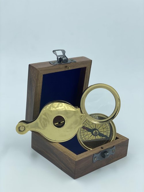 Metalarto Discovery Nautical Brass Working Compass & Magnifier with Handmade Rosewood Box-Authentic Modela Maritime Directional Nautical Compass Unisex Navigationl Gift