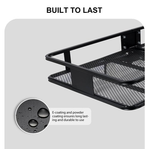Rockland Steel Folding Hitch Mount Cargo Carrier, 60" x 24" x 6", 500 LBS Capacity, Heavy Duty Trailer Hitch Cargo Carrier, Foldable Hitch Rack Basket, Fits 2" Receiver for Cars SUVs Vans Trailers