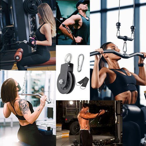 Uenhoy 360 Degree Rotation Cable Pulley with Hanging Straps and Carabiner, Silent 330lbs Traction Wheel for LAT Pulley System DIY Attachment Lifting Blocks Home Gym Equipment, 3.54"/90mm