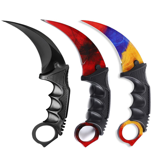 Milaloko 3 Pieces Karambit Knife Fixed Blade Knives Camping Tool,Outdoor Hunting Knife with Sheath and Cord, Suitable for Hiking, Adventure, Survival and Collection (Black Red Yellow)