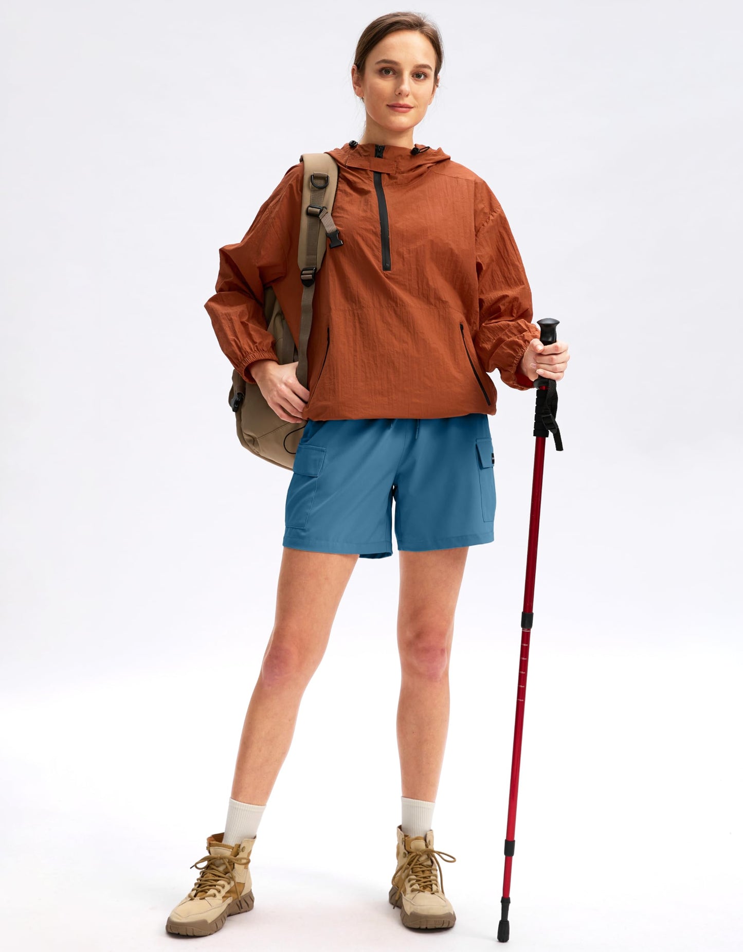 SANTINY Women's 5''/ 7''/9'' Hiking Cargo Shorts Quick Dry Lightweight Summer Shorts for Women Athletic Golf Zipper Pockets(Blue_M)