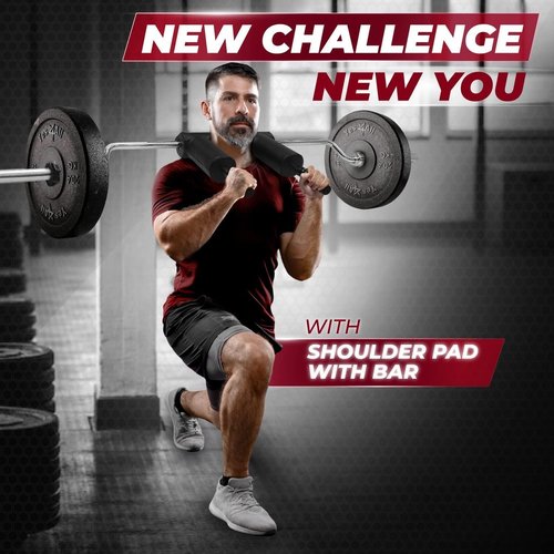 Yes4All Anti-Slip Squat Bar Attachment 1000LB Capacity/Fitness Squat Olympic Bar, Comfortable Neck Pad and Shoulder Pads, Comfortable Handle for Effective Weights Strength Training & Bodybuilding