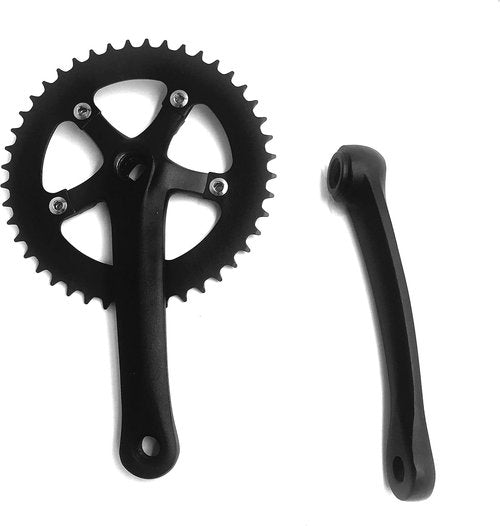 Crankset Single Speed 44T 170mm Crankarms 110 BCD Crankset for Mountain Road Bike Fixed Gear Bicycle(Square Taper, Black) (44T Sprocket)