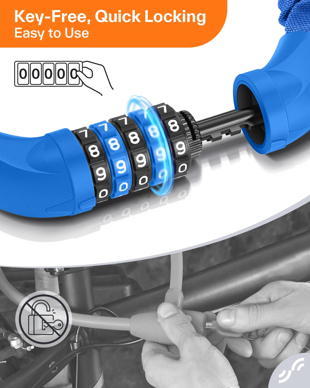 Sportneer Bike Lock: 5 Digit Combination High Security Anti Theft Bike Chain Lock - 3.2/3.6/4ft Heavy Duty Resettable Keyless Bicycle Lock for Bike, Motorcycle, Scooter, Door & Gate - 6mm Thick