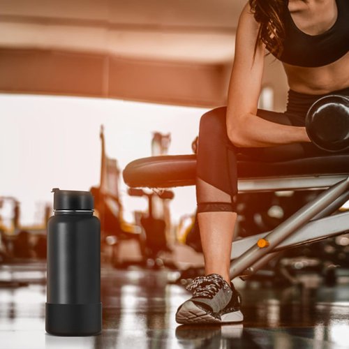 Linkidea Water Bottle Boot Compatible with Iron °Flask Wide Mouth 32oz/40oz, Narrow Mouth 32oz, Silicone Bottle Bottom Sleeve Cover Protector, Bottle Bumper (Black / 2 Pack)