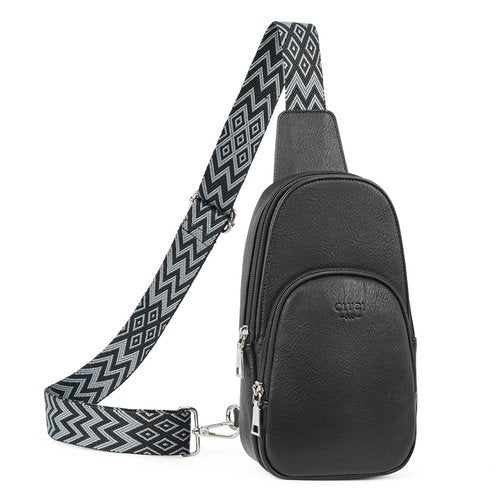 CLUCI Sling Bag - Crossbody Bag for Women's Travel, Black Leather Sling Backpack