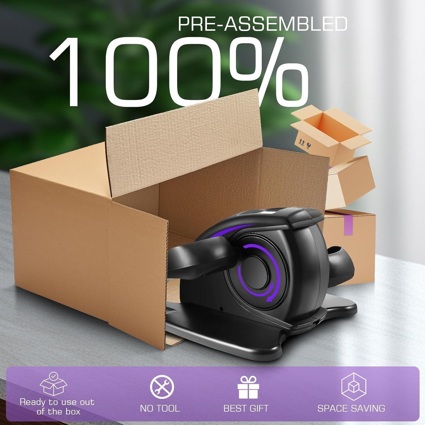 ANCHEER Under Desk Elliptical Machine, Electric Seated Pedal Exerciser, Mini Elliptical Machines for Seniors, LCD Display Monitor, Remote Control, Leg Exerciser for Home (Training Purple)