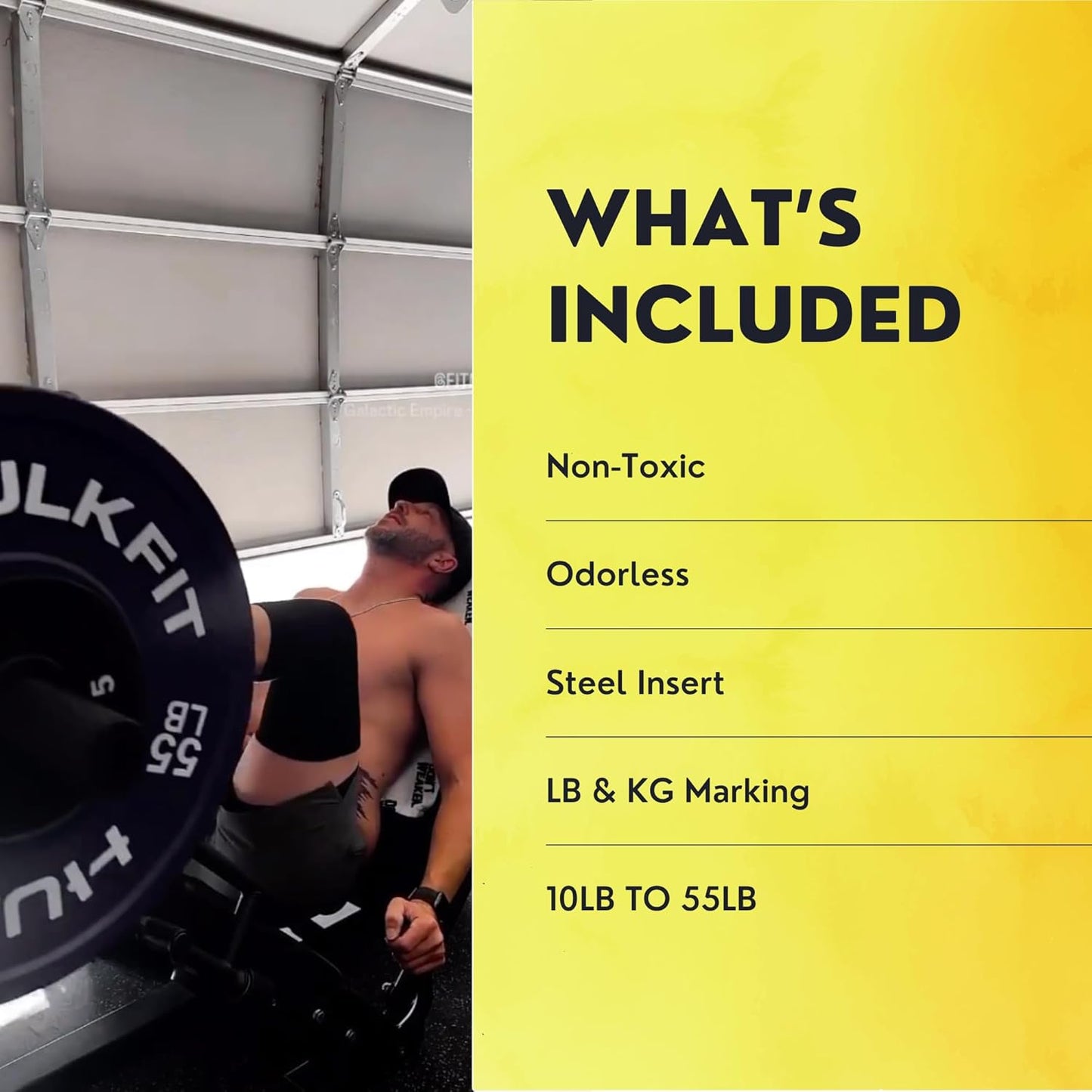 HulkFit 2-inch Sport Series Olympic Weight Plates Bumper Plates for Barbell Weightlifting Strength Training with Shock Absorbing Low Bounce Technology - Black & Multicolor