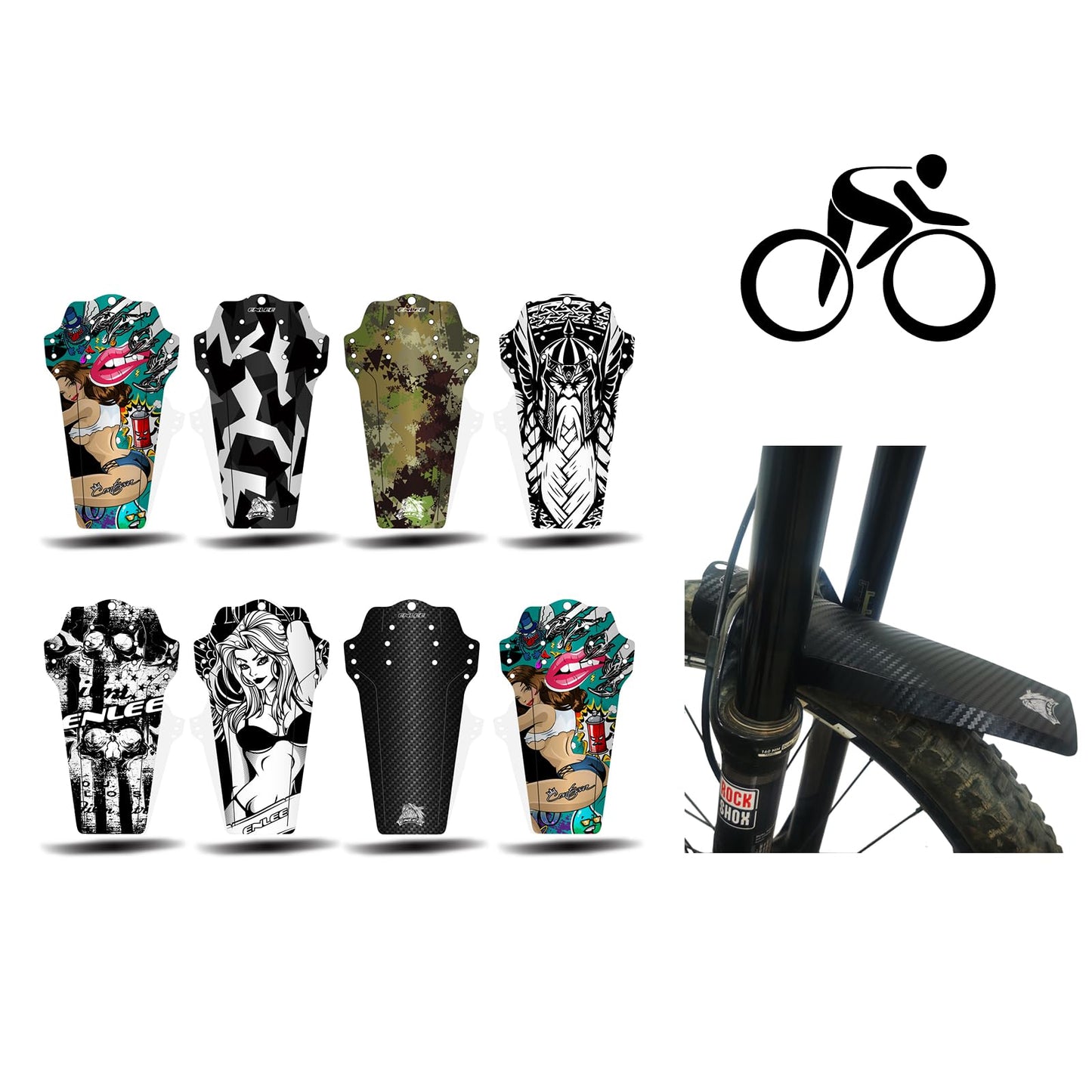 ENLEE MTB Fenders, 1PC New Second Generation, Lightweight Design, Durable and Wear-Resistant Bike Mudguards Fender, Fits 20,24,26,27.5 and 29 inches, MTB Accessories (Army Green)