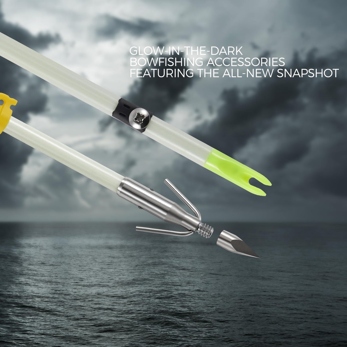 KEAUP 6 Pack 32 inch Bowfishing Arrows Luminous with Broadheads and Safty Slides Bowfishing Bow for Compound Bow Recurve Bow Fishing Hunting