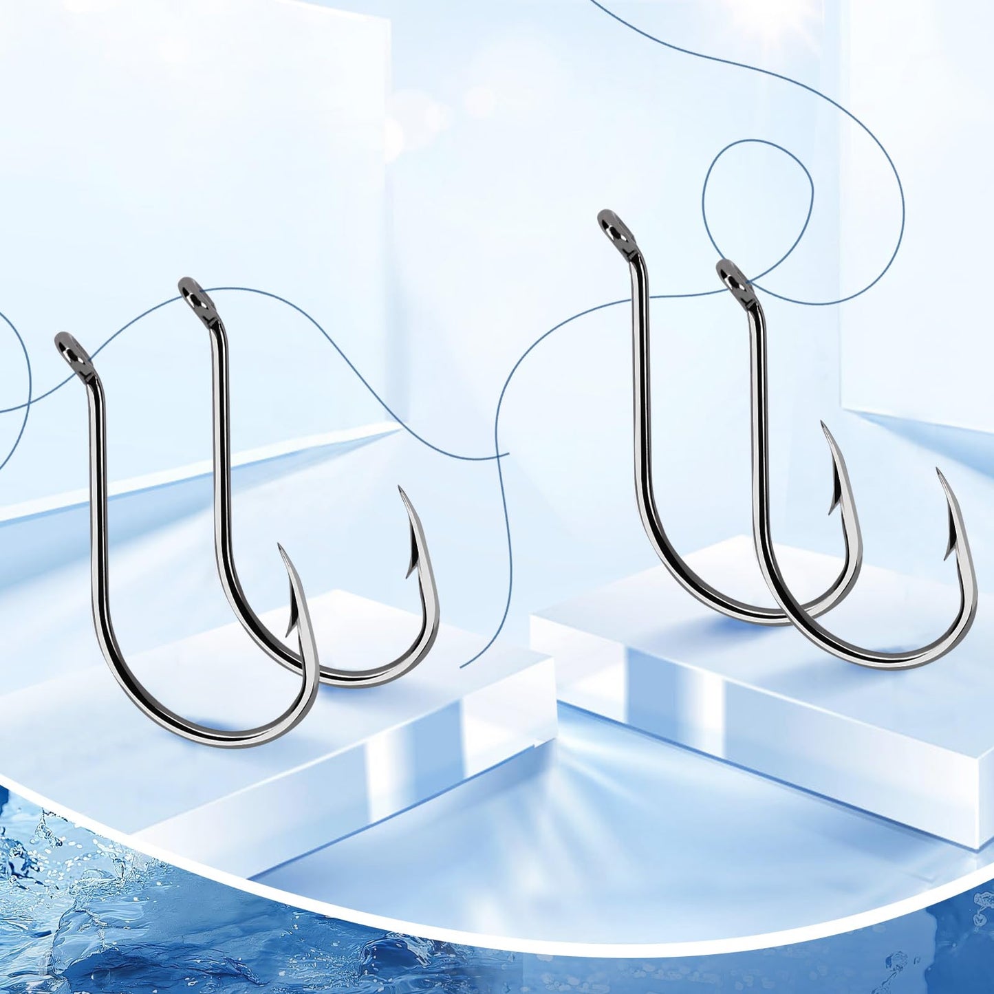 UCEC Fishing Hooks Octopus Hooks Circle Hooks for Saltwater Freshwater High Carbon Steel Offset Fishing Hook for Catfish Trout Fishing Size #1 1/0 2/0 3/0 4/0 5/0 6/0 8/0, 170pcs/box