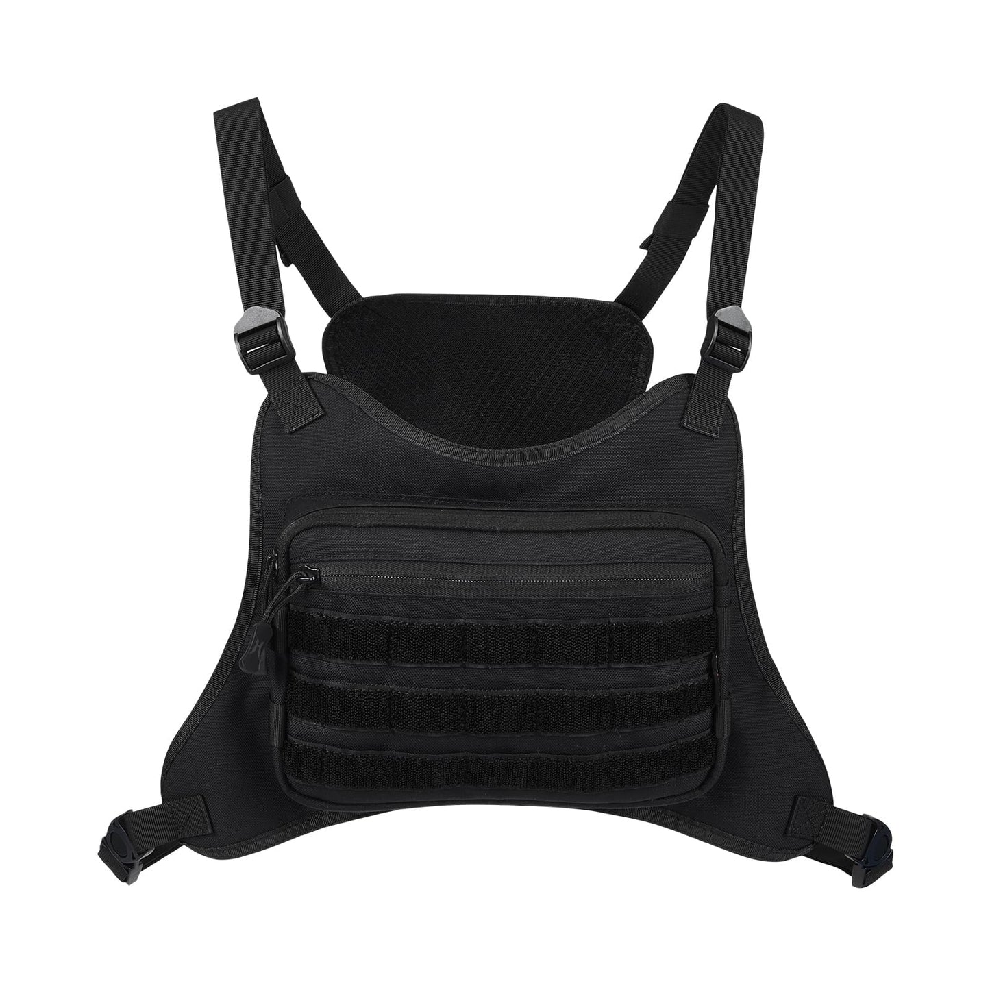 AMHEH Outdoor Tactical Chest Bag for Men Sports Rig Vest with Magazine Pouch Phone Holder Adjustable EDC Travel Pack for Running Hiking (Black)