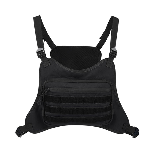 AMHEH Outdoor Tactical Chest Bag for Men Sports Rig Vest with Magazine Pouch Phone Holder Adjustable EDC Travel Pack for Running Hiking (Black)