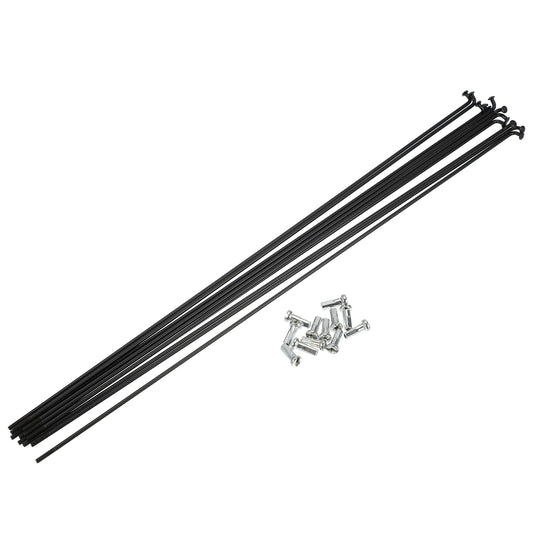 X AUTOHAUX 12 Pcs 14G J Bend 293mm x 2mm Bike Bicycle Spokes with Nipples Steel Black
