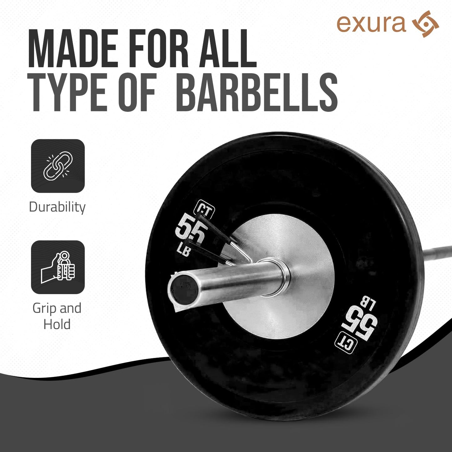 Exura Pack of 2 pairs of Spring Collars 1&2 inch(25mm &50mm) Barbell Clips, Barbell clamps, 2 Pairs of Barbell Collars, Olympic Barbell Clamps Set, Weight Clips For Bars, Weight Bar Clamps